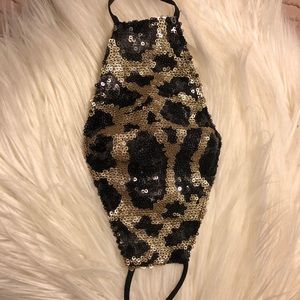 Sequin, leopard print  mask